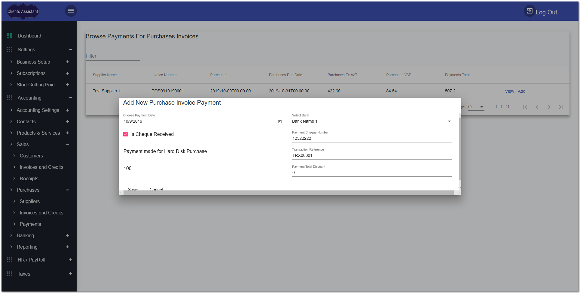 1. Client area